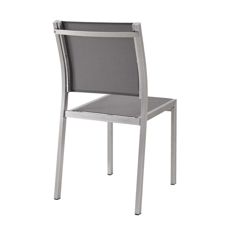 Shore Outdoor Patio Aluminum Side Chair Set of 2 - Silver Gray