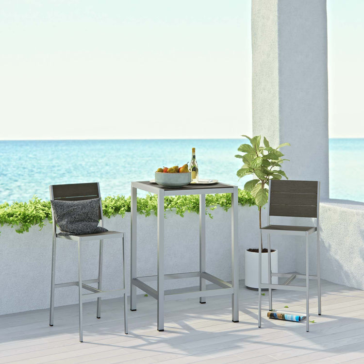 Shore 3 Piece Outdoor Patio Aluminum Pub Set - Default Title