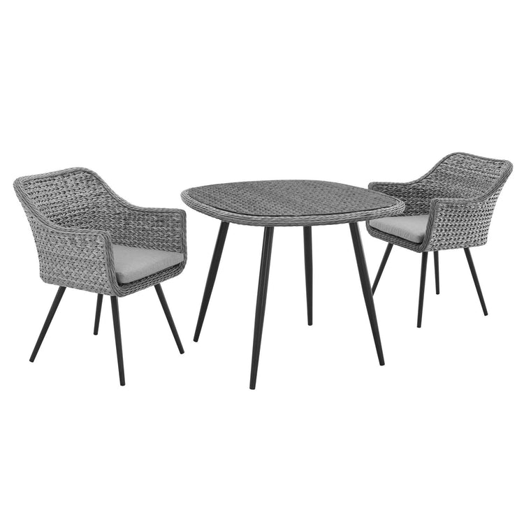 Endeavor 3 Piece Outdoor Patio Wicker Rattan Dining Set - Default Title