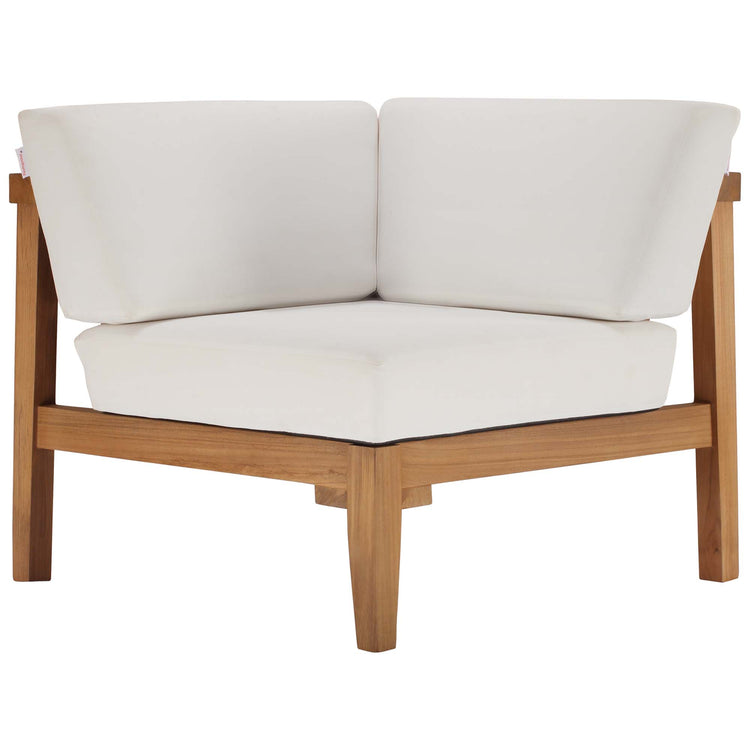Bayport Outdoor Patio Teak Wood Corner Chair - Natural White
