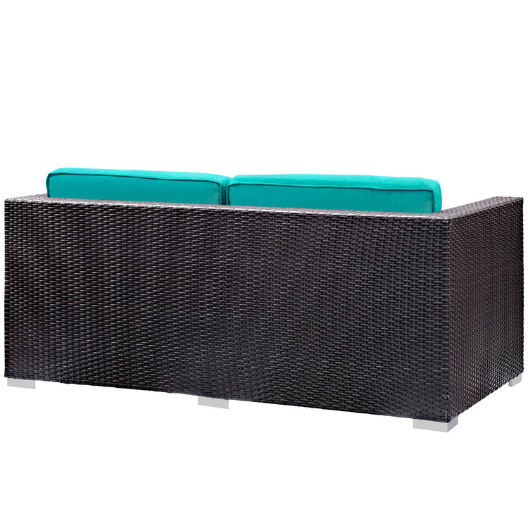 Venice 8 Piece Outdoor Patio Sofa Set - Espresso Turquoise