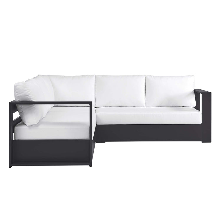 Tahoe 3-Piece Outdoor Patio Powder-Coated Aluminum Sectional Sofa Set - Gray White