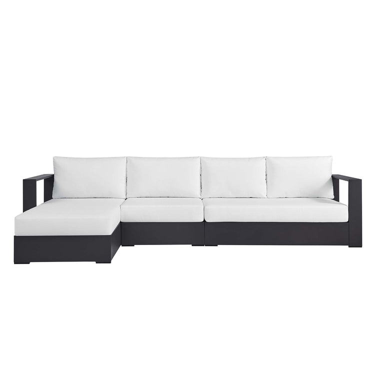Tahoe 3-Piece Outdoor Patio Powder-Coated Aluminum Left-Facing Chaise Sectional Sofa Set - Gray White
