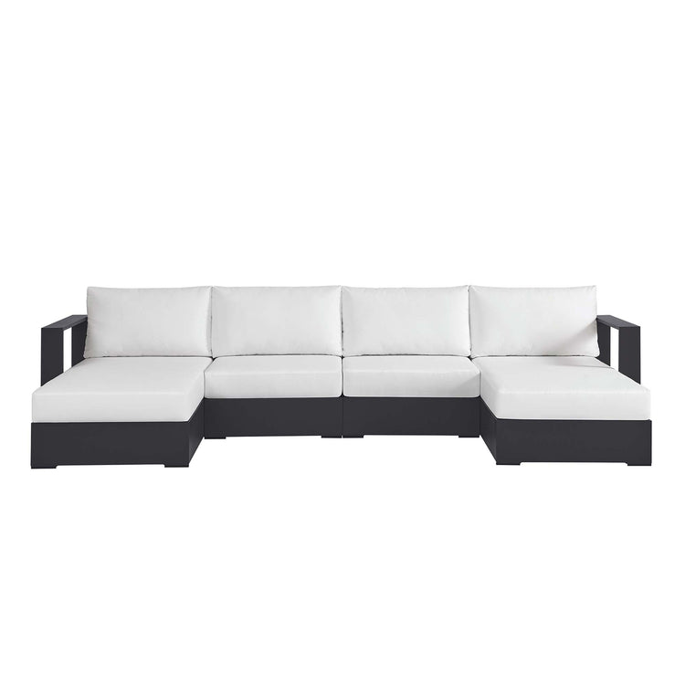 Tahoe 4-Piece Outdoor Patio Powder-Coated Aluminum Sectional Sofa Set - Gray White