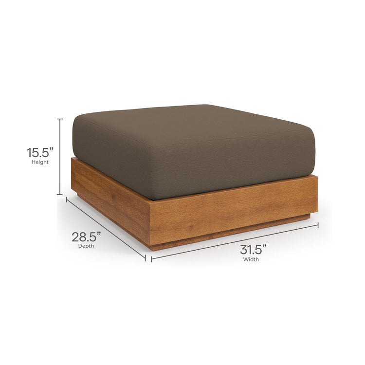 Tahoe Outdoor Patio Acacia Wood Ottoman - Natural Cocoa