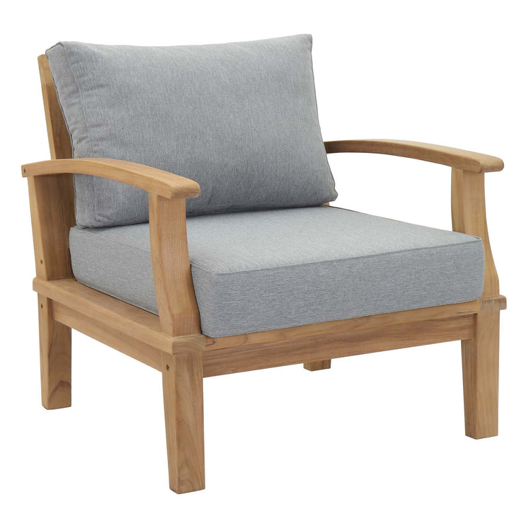 Marina Outdoor Patio Teak Armchair - Natural Gray