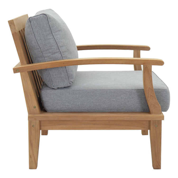 Marina Outdoor Patio Teak Armchair - Natural Gray