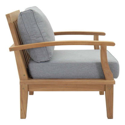 Marina Outdoor Patio Teak Armchair - Natural Gray