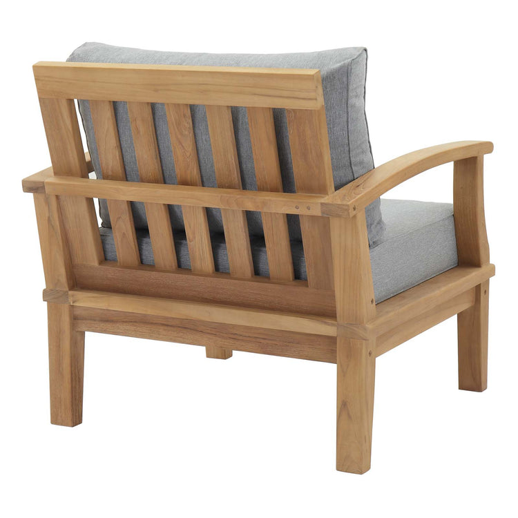 Marina Outdoor Patio Teak Armchair - Natural Gray