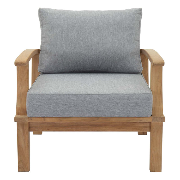 Marina Outdoor Patio Teak Armchair - Natural Gray