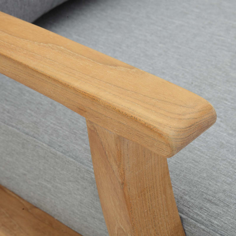 Marina Outdoor Patio Teak Armchair - Natural Gray