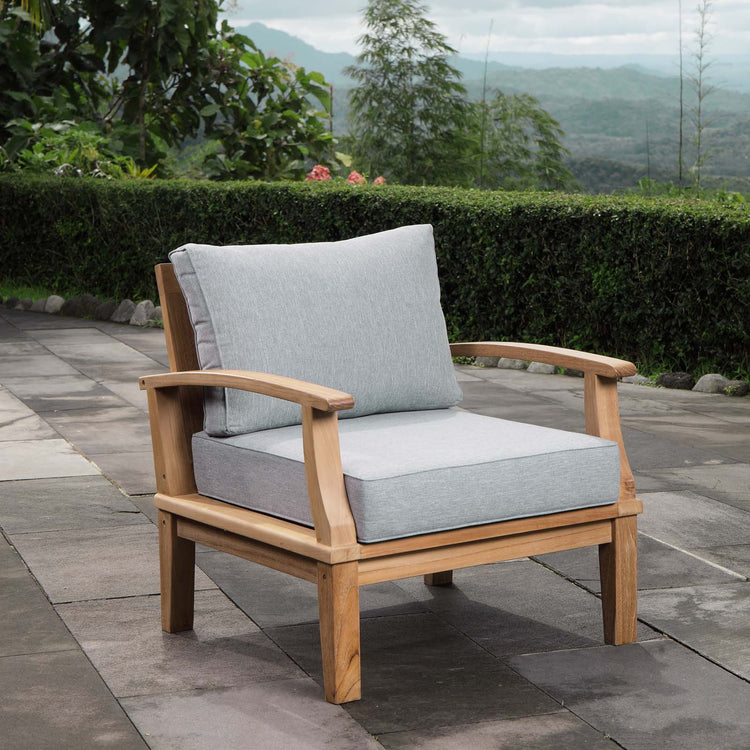 Marina Outdoor Patio Teak Armchair - Natural Gray