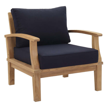 Marina Outdoor Patio Teak Armchair - Natural Navy