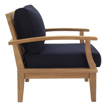 Marina Outdoor Patio Teak Armchair - Natural Navy