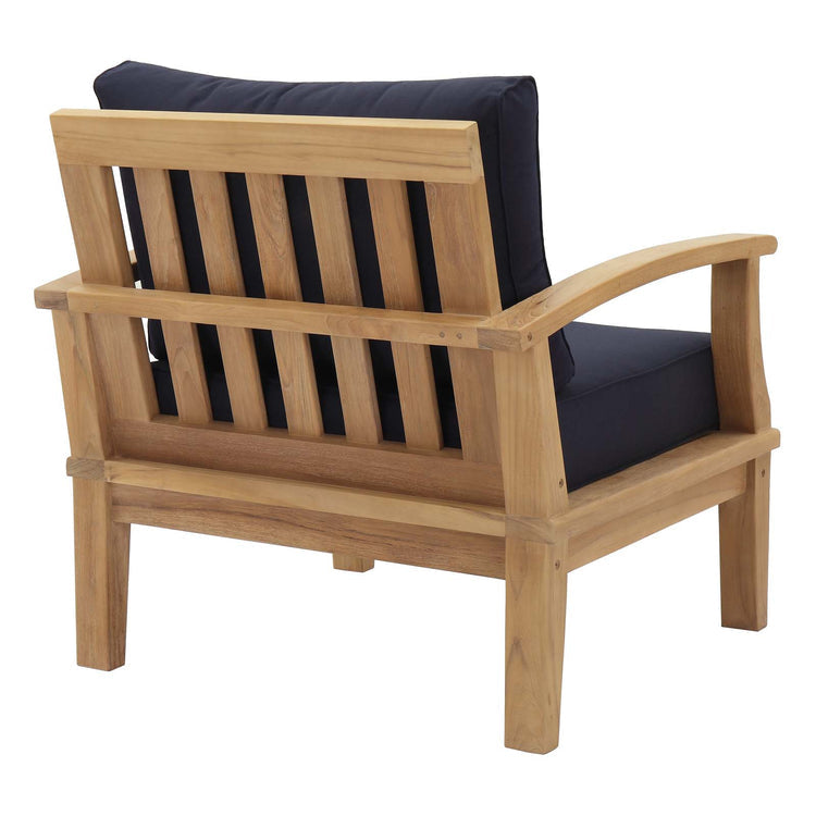 Marina Outdoor Patio Teak Armchair - Natural Navy
