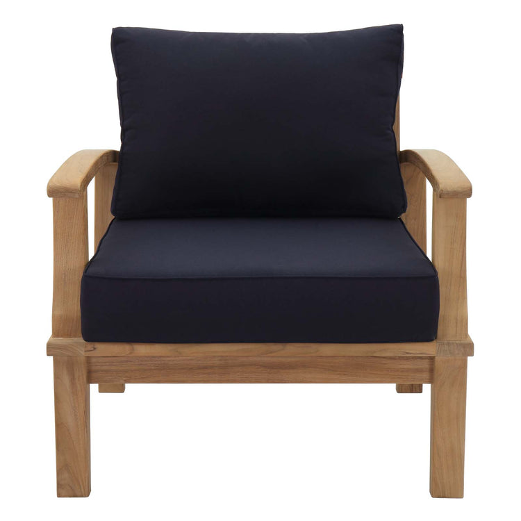 Marina Outdoor Patio Teak Armchair - Natural Navy