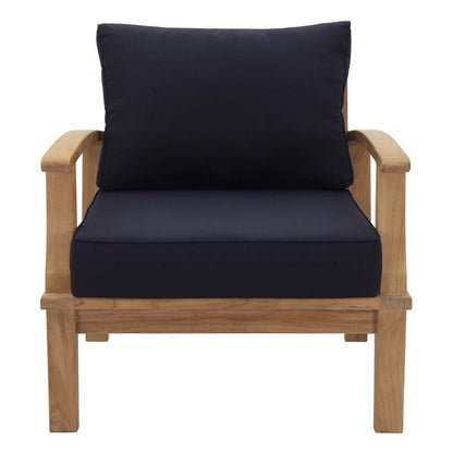 Marina Outdoor Patio Teak Armchair - Natural Navy
