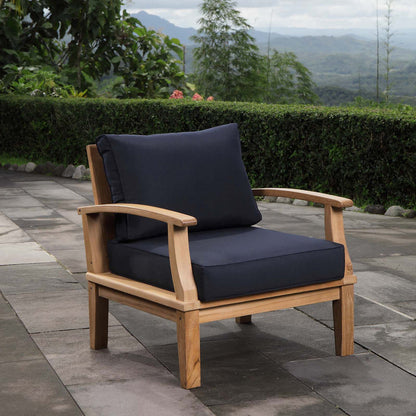 Marina Outdoor Patio Teak Armchair - Natural Navy
