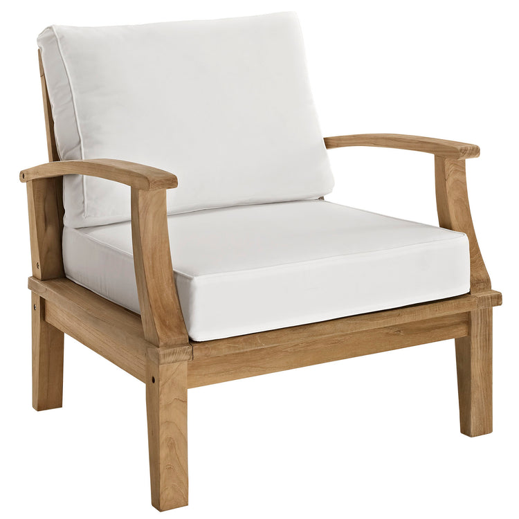 Marina Outdoor Patio Teak Armchair - Natural White