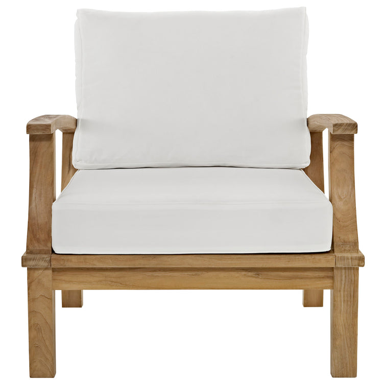 Marina Outdoor Patio Teak Armchair - Natural White