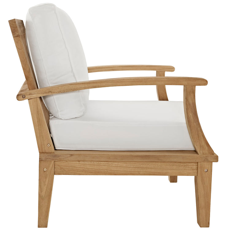 Marina Outdoor Patio Teak Armchair - Natural White