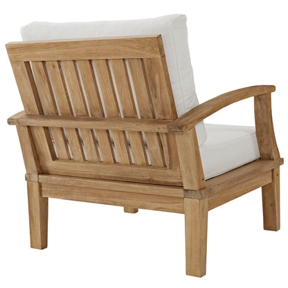 Marina Outdoor Patio Teak Armchair - Natural White