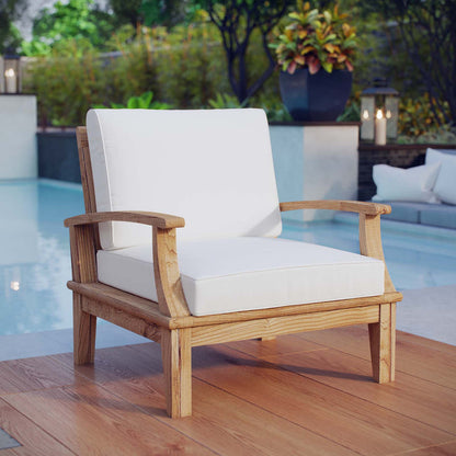 Marina Outdoor Patio Teak Armchair - Natural White