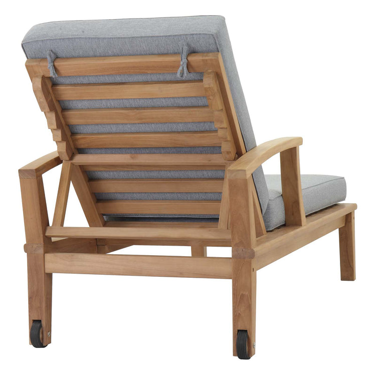 Marina Outdoor Patio Teak Single Chaise - Natural Gray