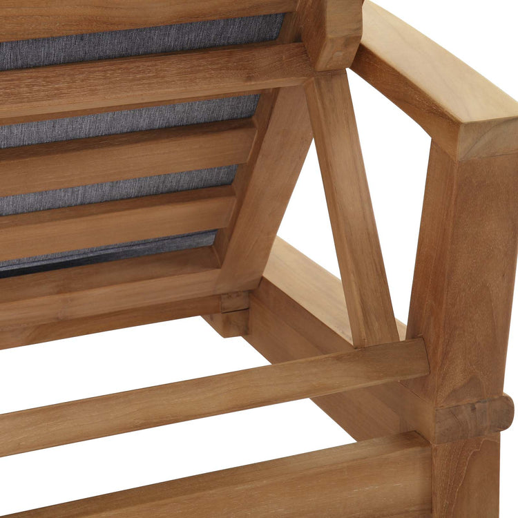 Marina Outdoor Patio Teak Single Chaise - Natural Gray