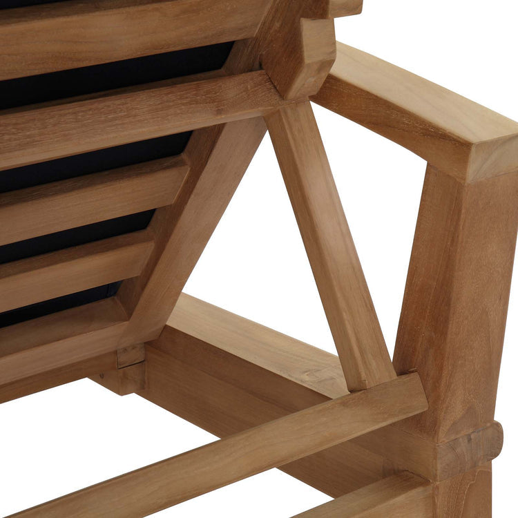 Marina Outdoor Patio Teak Single Chaise - Natural Navy