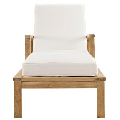 Marina Outdoor Patio Teak Single Chaise - Natural White