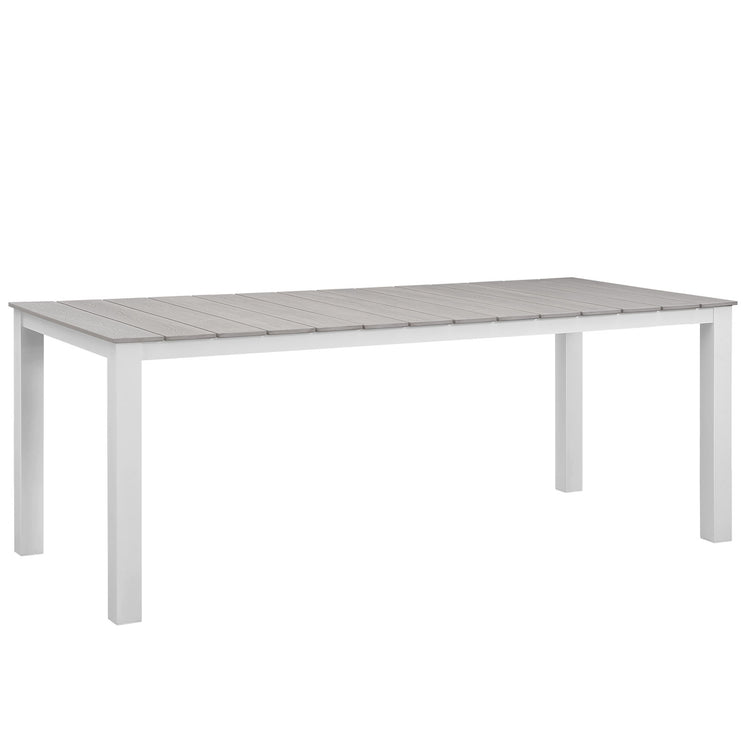 Maine 80" Outdoor Patio Dining Table - White Light Gray