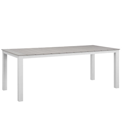 Maine 80" Outdoor Patio Dining Table - White Light Gray