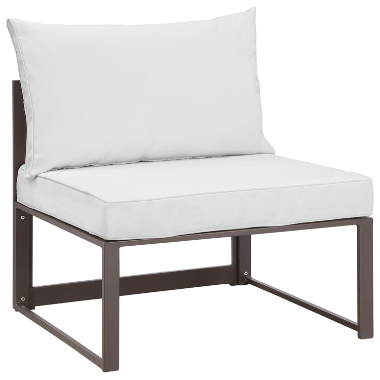 Fortuna Armless Outdoor Patio Chair - Brown White
