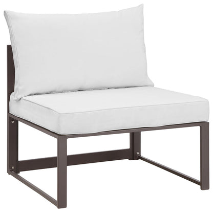 Fortuna Armless Outdoor Patio Chair - Brown White