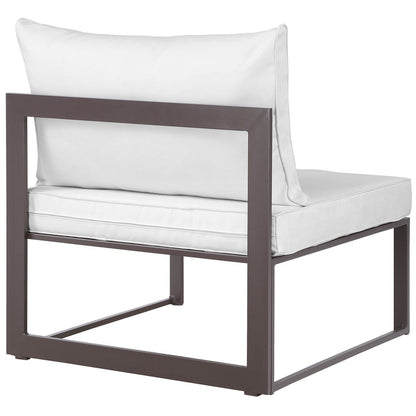 Fortuna Armless Outdoor Patio Chair - Brown White