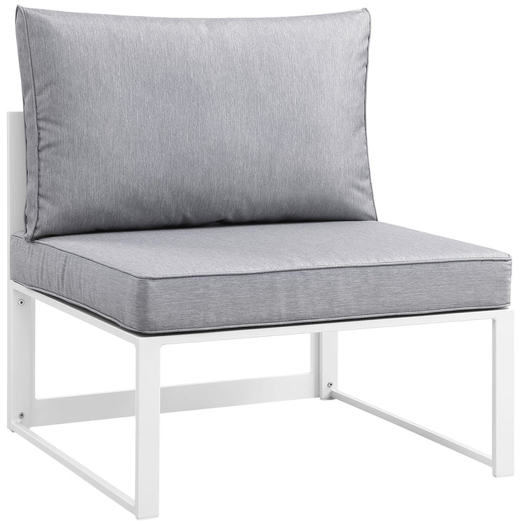 Fortuna Armless Outdoor Patio Chair - White Gray