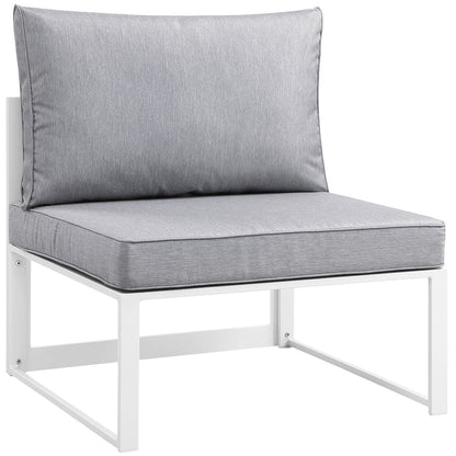 Fortuna Armless Outdoor Patio Chair - White Gray