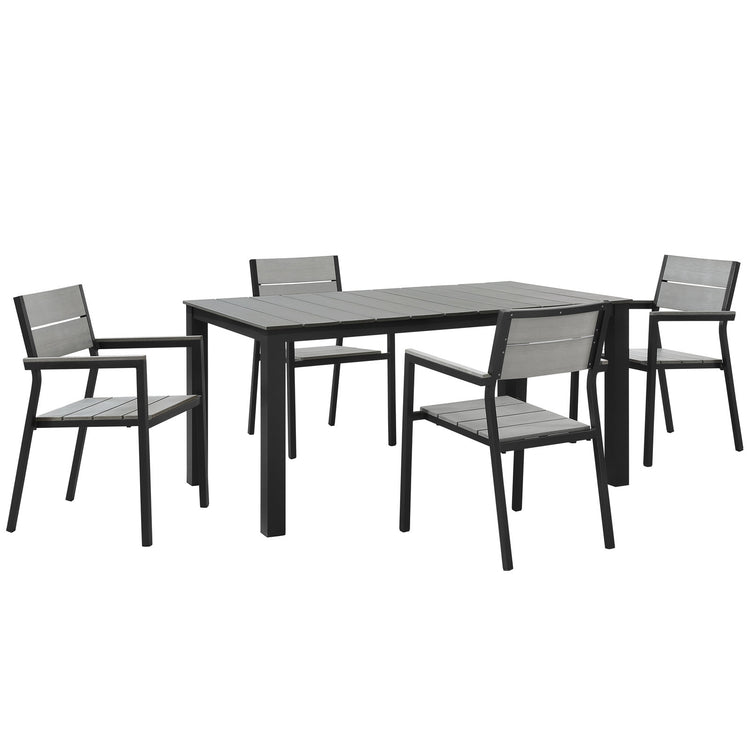 Maine 5 Piece Outdoor Patio Dining Set - Brown Gray
