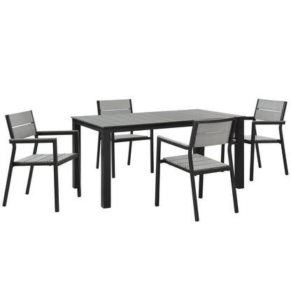 Maine 5 Piece Outdoor Patio Dining Set - Brown Gray