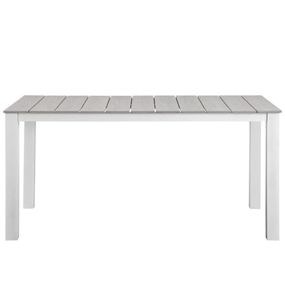 Maine 7 Piece Outdoor Patio Dining Set - White Light Gray