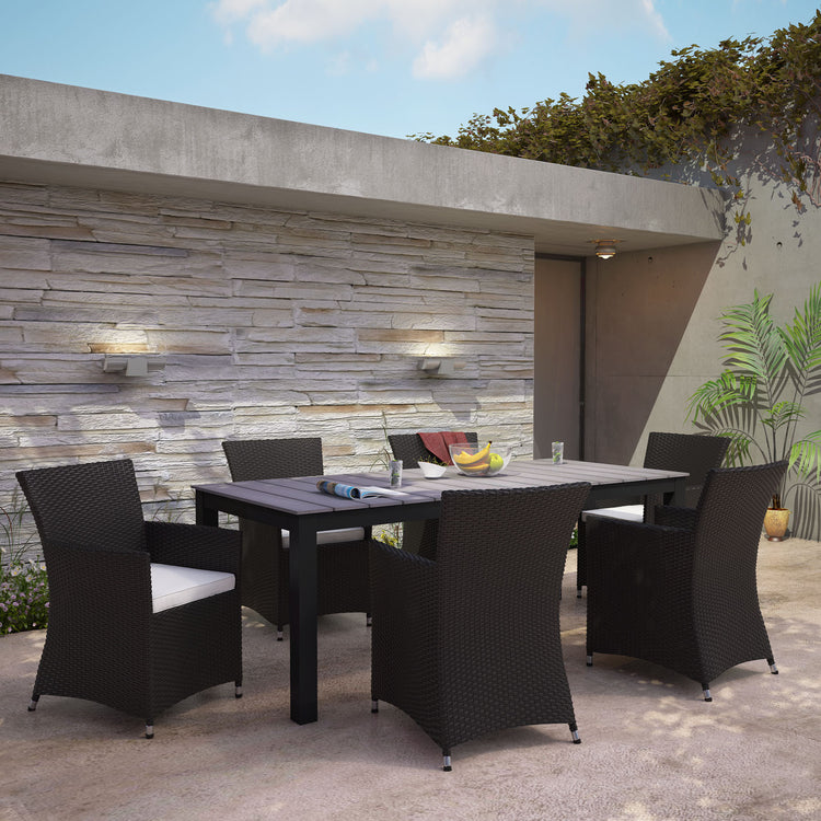 Junction 7 Piece Outdoor Patio Dining Set - Brown White