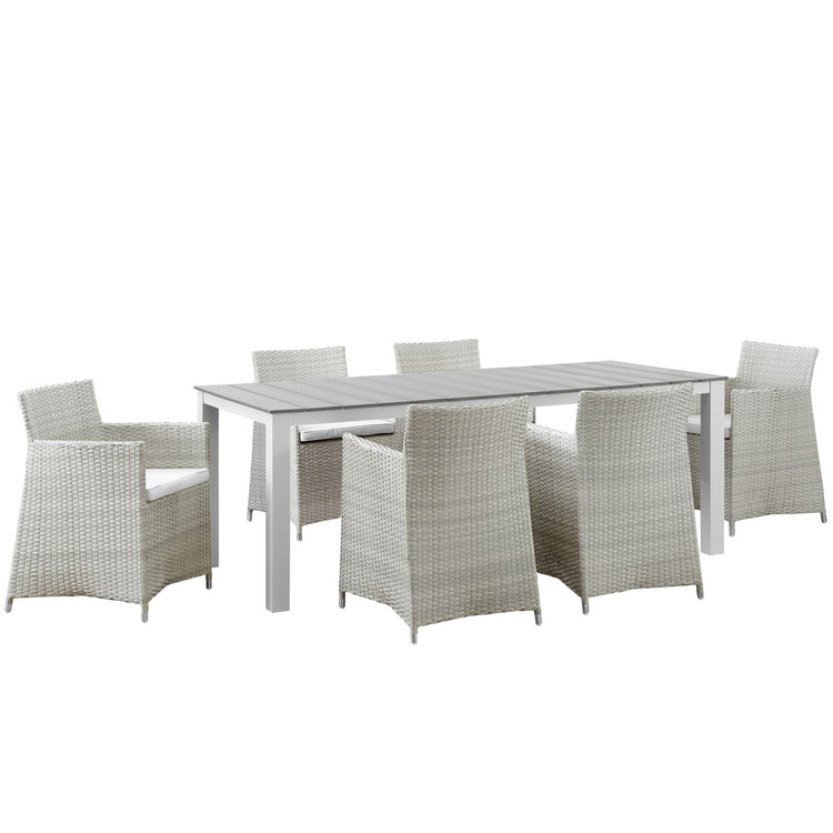 Junction 7 Piece Outdoor Patio Dining Set - Gray White