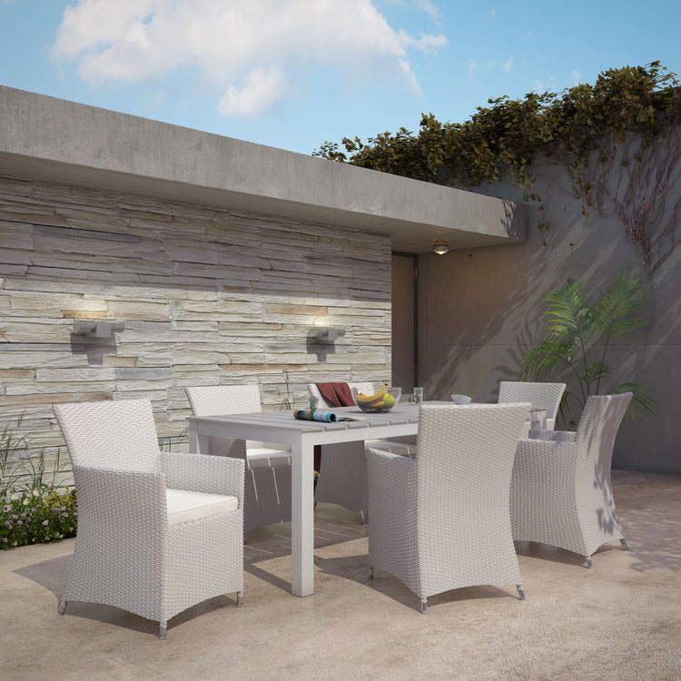 Junction 7 Piece Outdoor Patio Dining Set - Gray White