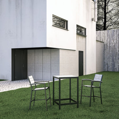 Maine 3 Piece Outdoor Patio Dining Set - Brown Gray