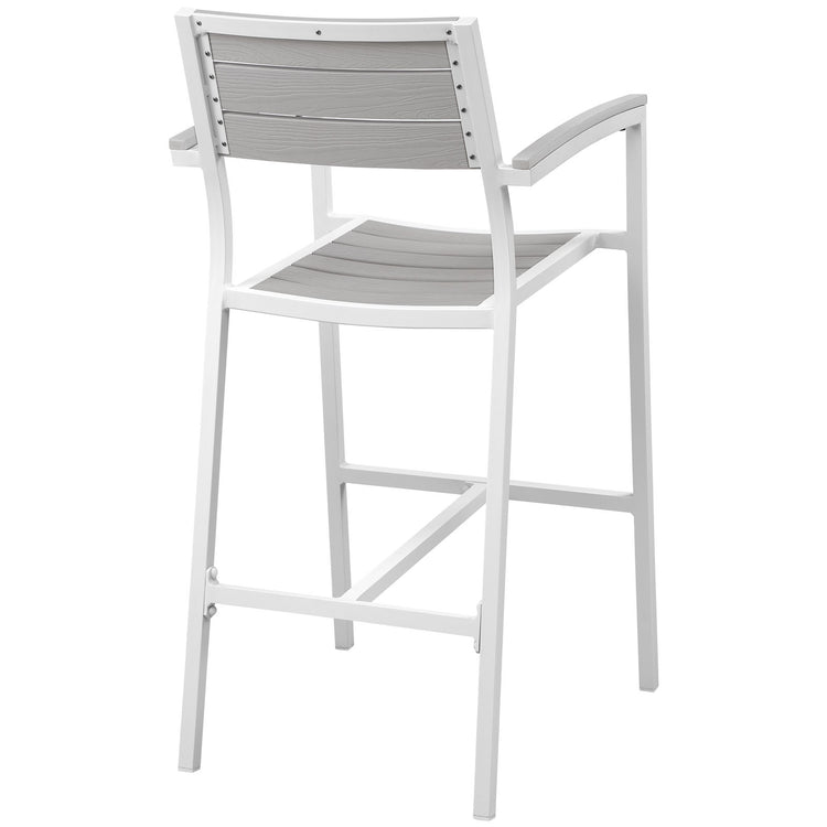 Maine 5 Piece Outdoor Patio Bar Set - White Light Gray