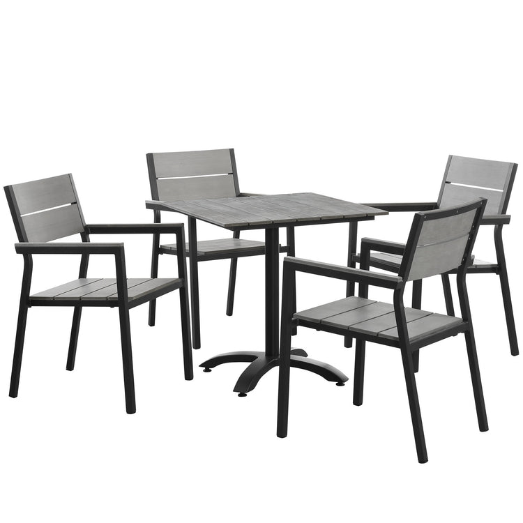 Maine 5 Piece Outdoor Patio Dining Set - Brown Gray