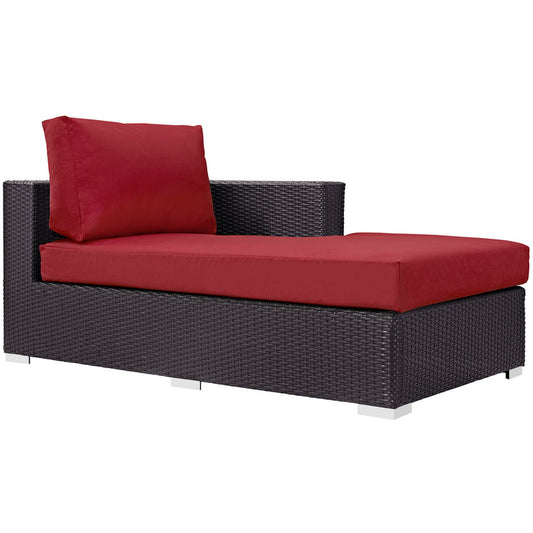 Convene Outdoor Patio Fabric Right Arm Chaise - Espresso Red