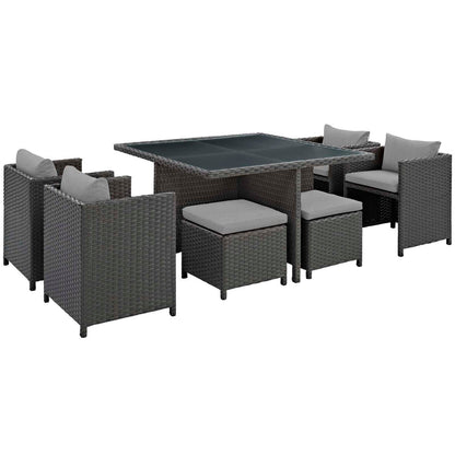Sojourn 9 Piece Outdoor Patio Sunbrella® Dining Set - Canvas Gray
