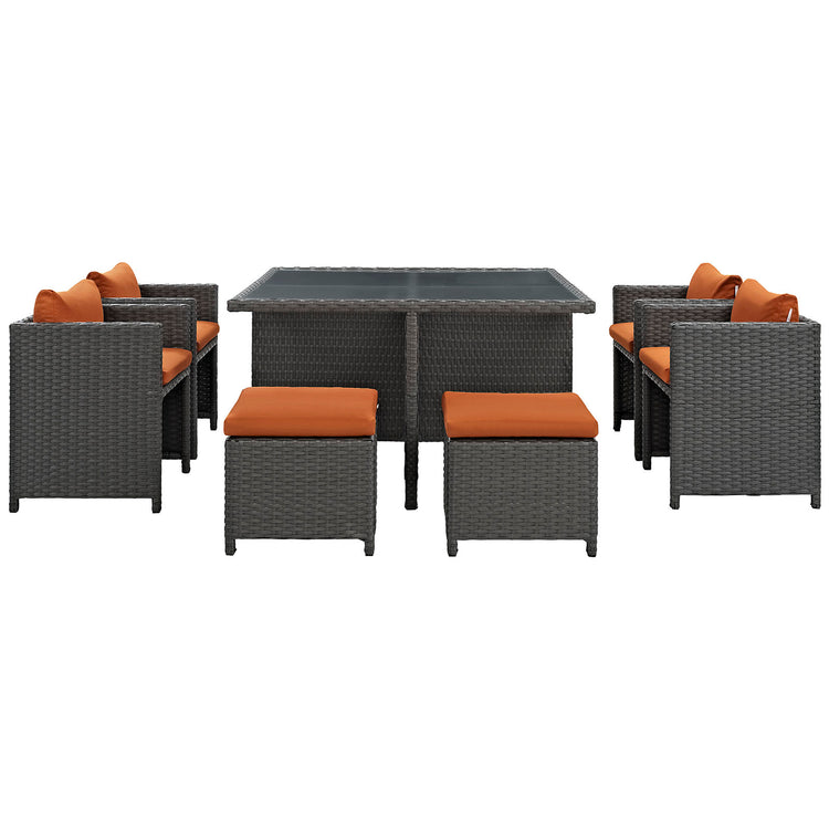 Sojourn 9 Piece Outdoor Patio Sunbrella® Dining Set - Canvas Tuscan